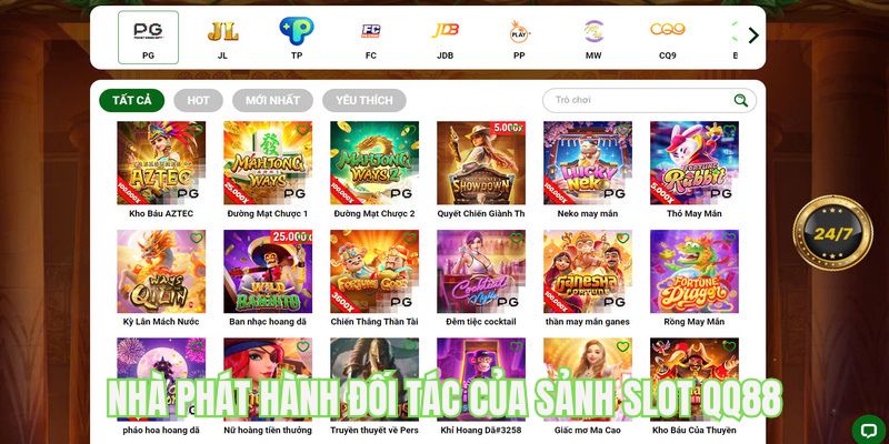 Nhà phát hành đối tác của sảnh slot QQ88